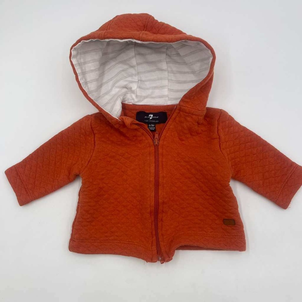 7 For All Mankind Baby Outfit 3 Piece Hoodie Bodysuit Pants Orange Black 0 3M - Picture 4 of 6